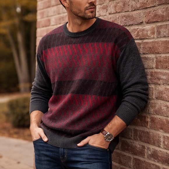 Cellini Other - Cellinni Collection 3XLT Big & Tall Wool Blend Sweater Long Sleeve Red knit